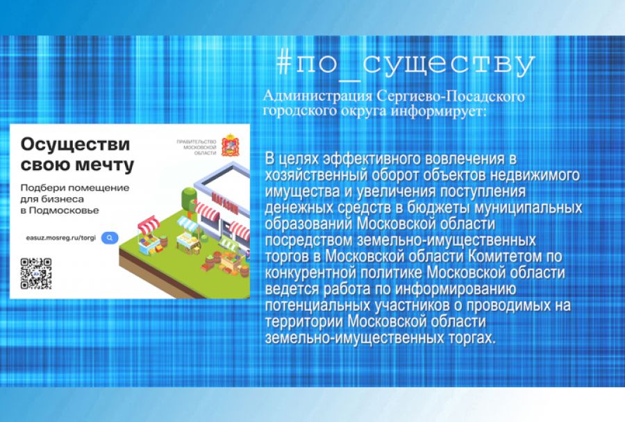 По существу. О земельно-имущественных торгах