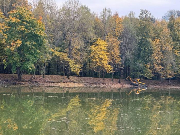 В Сергиево-Посадском округе проводятся работы по очистке пруда