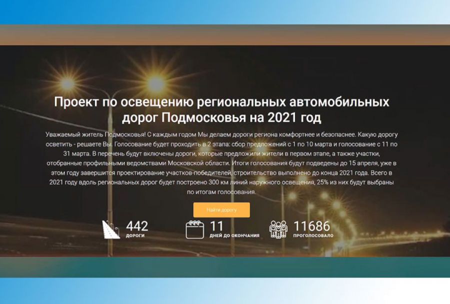 Продолжается голосование за благоустройство дорог
