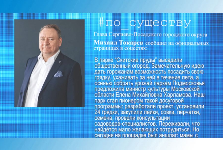 По существу. На Скитских прудах открылся общественный огород